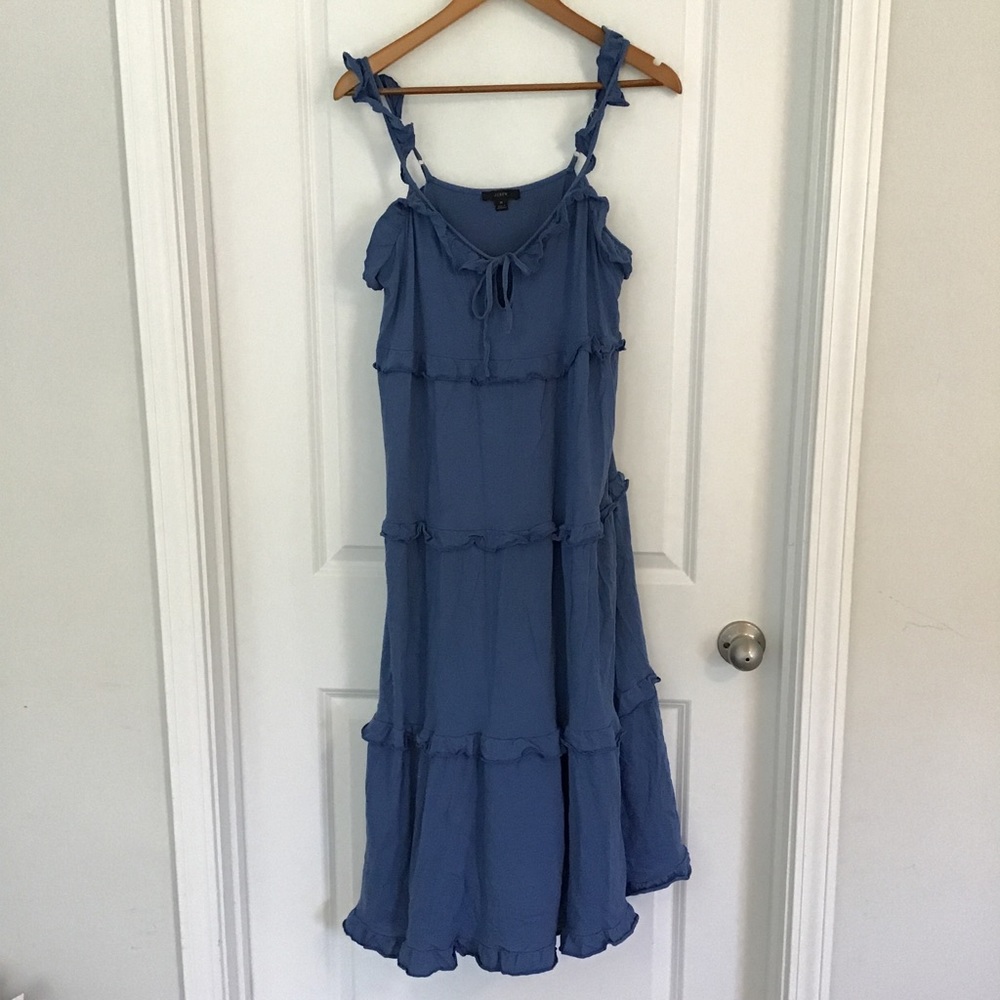 Sleeveless Tie Front Ruffle Detail Tiered Swing Dress